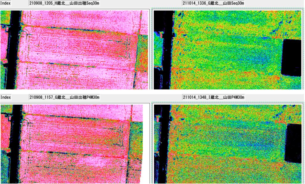 新旧２機種のカメラでの植生指標マップの再現性