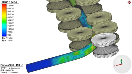 チューブの曲げ加工シミュレーション