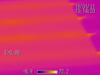 均一になった床暖房の熱画像